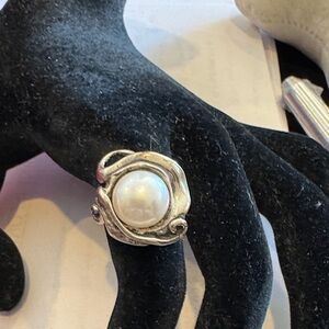 Elegant Silver Pearl Ring 925 Silver